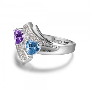 Birthstone ring, Sterling Silver Personalized Engravable Ring JEWJORI102500